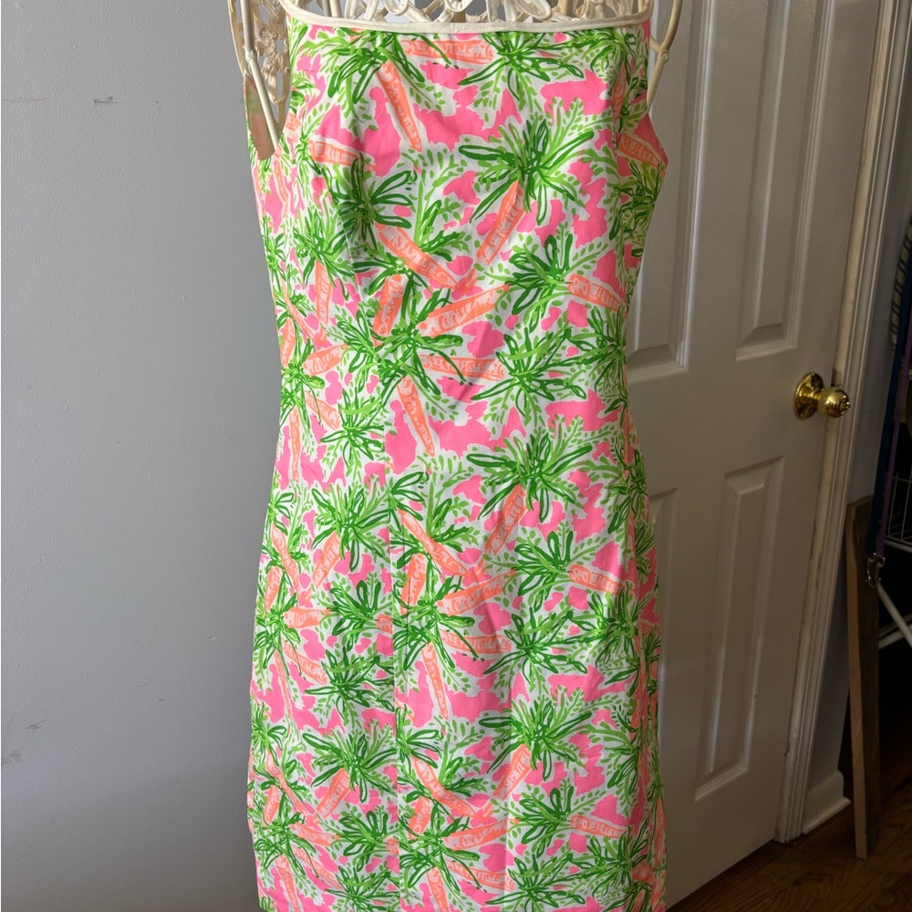 LILLY PULITZER Women's 10 Pink green & orange carrot print sleeveless dress #983